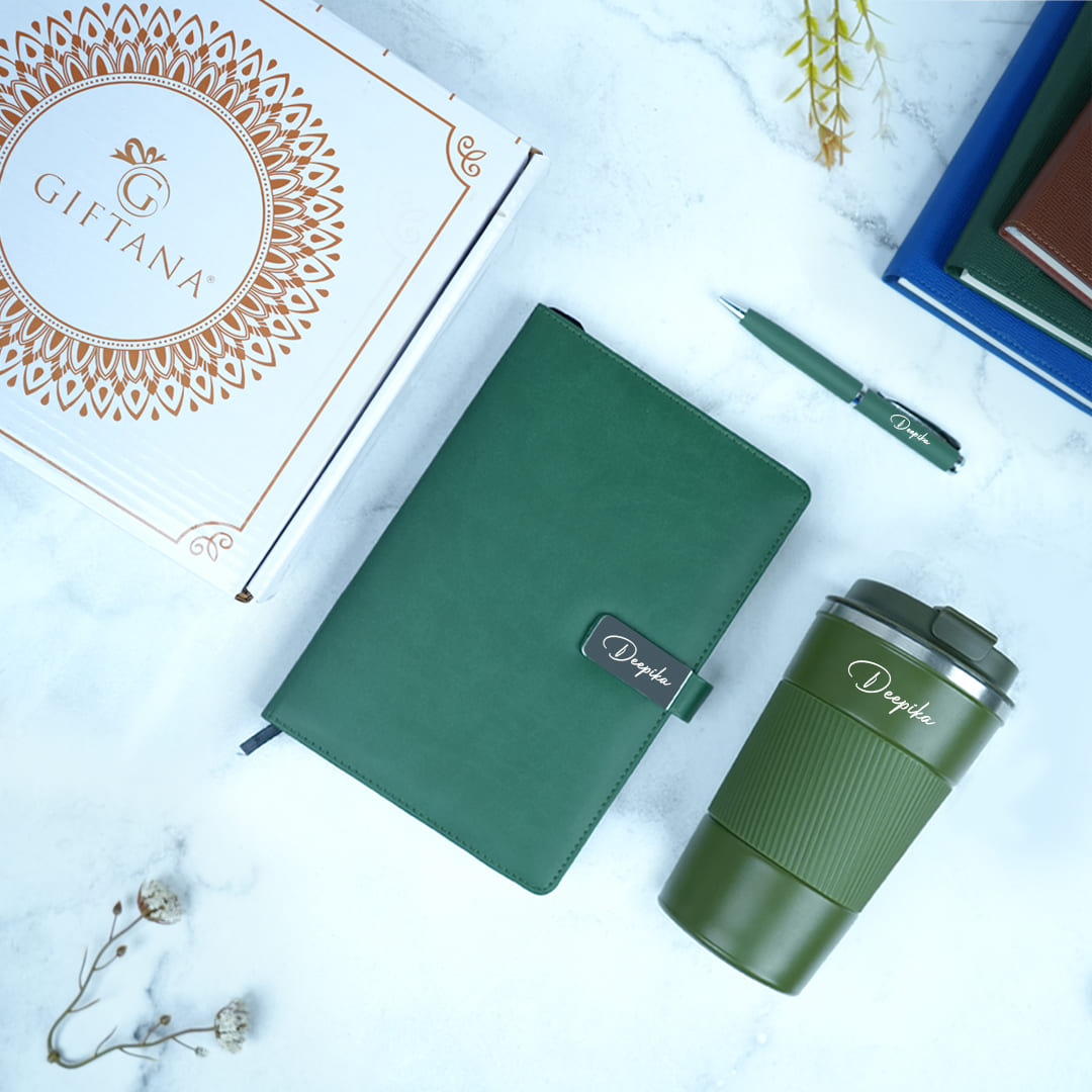 Premium Corporate Gift - 3-in-1 Personalized Set with Diary, Pen & Tumbler Premium Corporate Gift - 3-in-1 Personalized Set with Diary, Pen & Tumbler